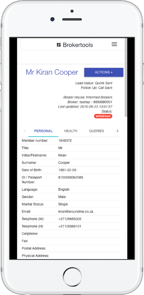 Brokertools on mobile